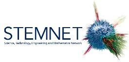 STEMNET logo with the words and an exploding atom picture