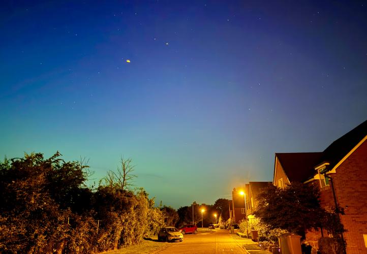 The Northern Lights visible over Didcot in Oxfordshire on Friday 10 May 2024.
