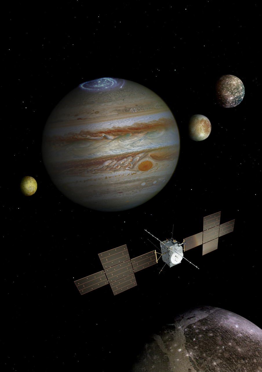 Artist's impression of the JUICE mission exploring the Jupiter system