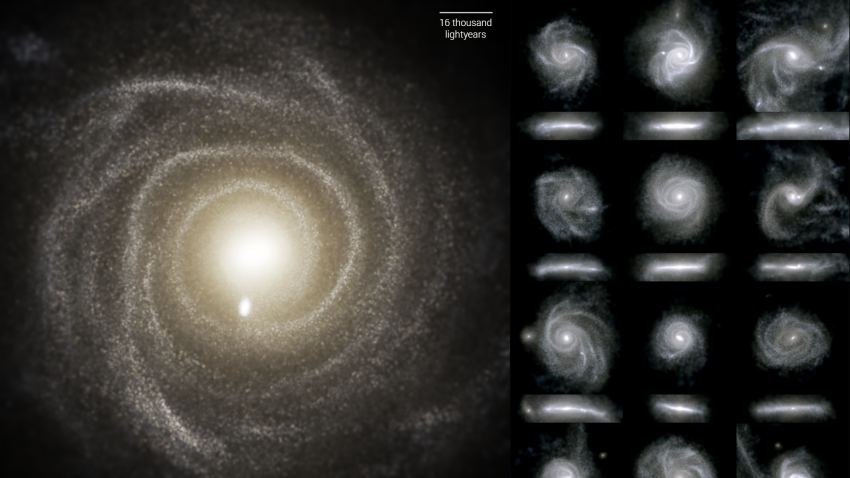 Images of 16 galaxies from the TNG50 simulation