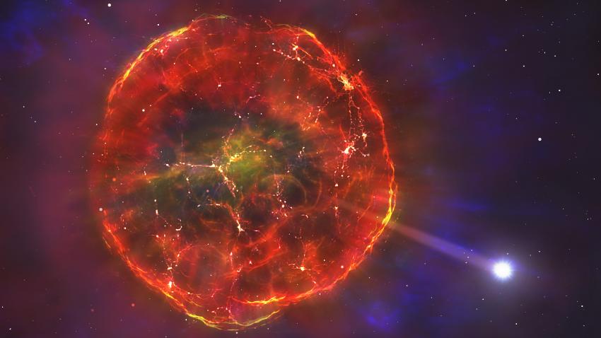 Artist's impression of a supernova ejecting its star