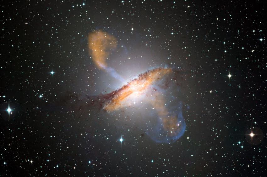 Composite image of the radio galaxy Centaurus A