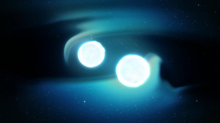 Artist's illustration of two orbiting neutron stars