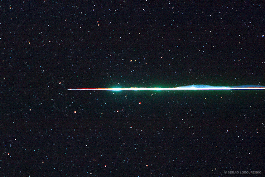 A bolide (very bright meteor) observed during the Perseid meteor shower