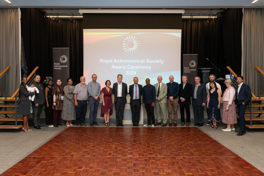 Winners of the Royal Astronomical Society's 2024 Awards who were able to attend the celebration dinner in Hull.