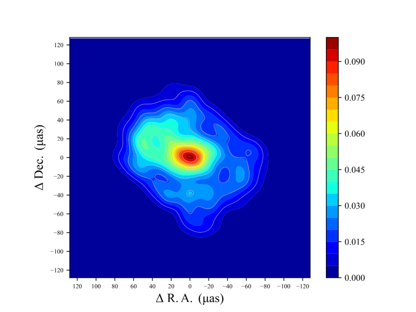 Radio image of Sagittarius A* in the centre of the Milky Way galaxy.