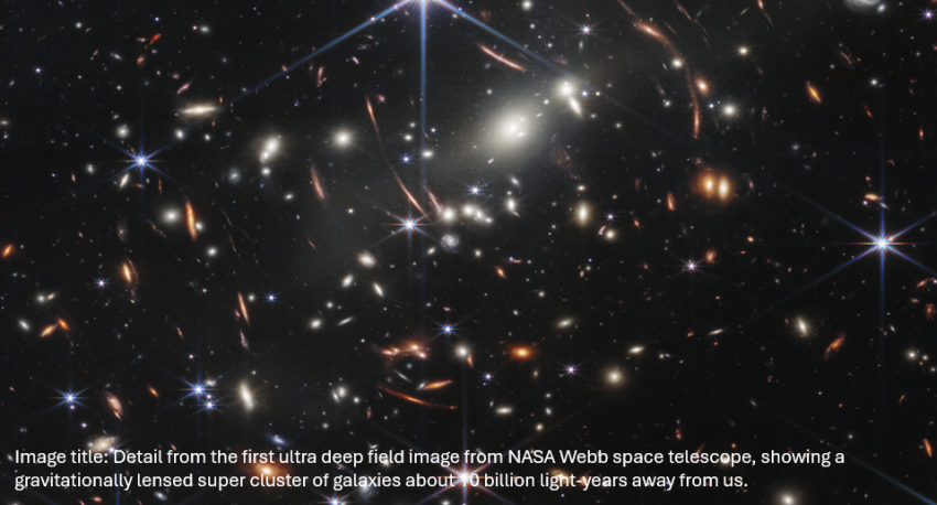 Detail from the first ultra deep field image from the NASA Webb space telescope.