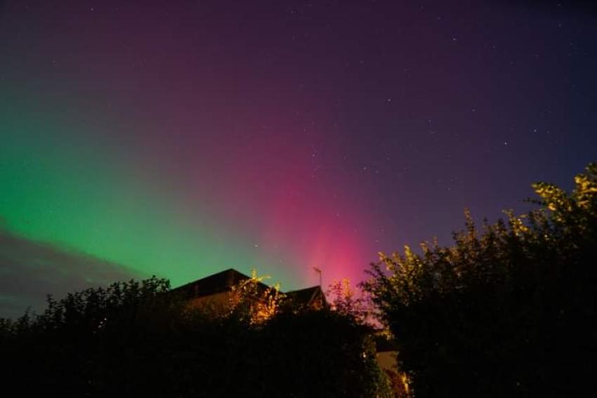 The view of the Northern Lights above Kesgrave in Suffolk.