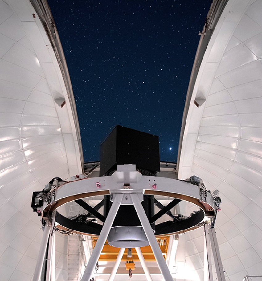 The WEAVE prime-focus corrector and positioner at the William Herschel telescope in La Palma, Spain.