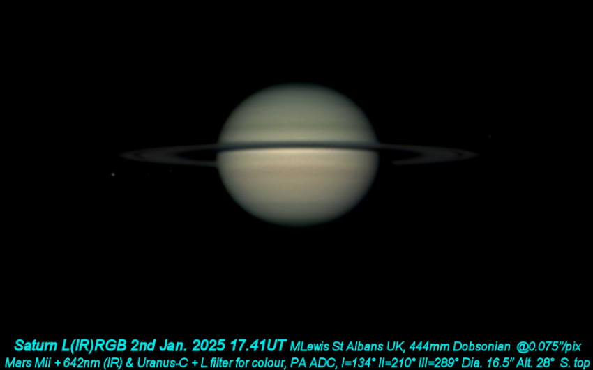 Saturn and its famous rings can be seen in this picture, which was taken over St Albans on 2 January 2025.