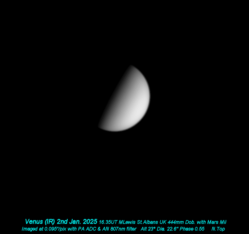 This image of Venus was taken above St Albans in Hertfordshire on 2 January 2025.