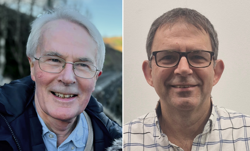 Professor Douglas Heggie (left) was awarded the 2025 Eddington Medal and Dr Nigel Meredith (right) received the Chapman Medal.