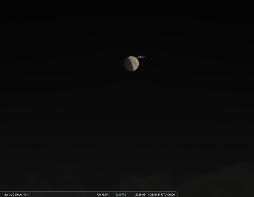 In the umbral phase, it will look as though the Moon has had a bite taken out of it. This is how the lunar eclipse will appear at around 05:45 GMT.