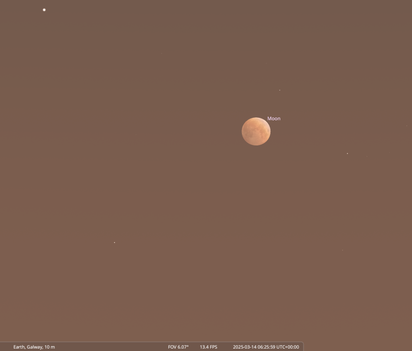 A total lunar eclipse should be visible from around 06:20-07:00 GMT, when the Moon will take on an “eerie” reddish hue as depicted here in an animation.