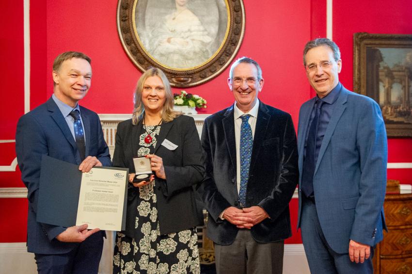 From left to right, Professor Dr Michael Kramer, former President of the German Astronomical Society, Professor Isobel Hook, Lancaster University, Professor Mike Lockwood, President of the Royal Astronomical Society, and Miguel Berger, German Ambassador to the UK.