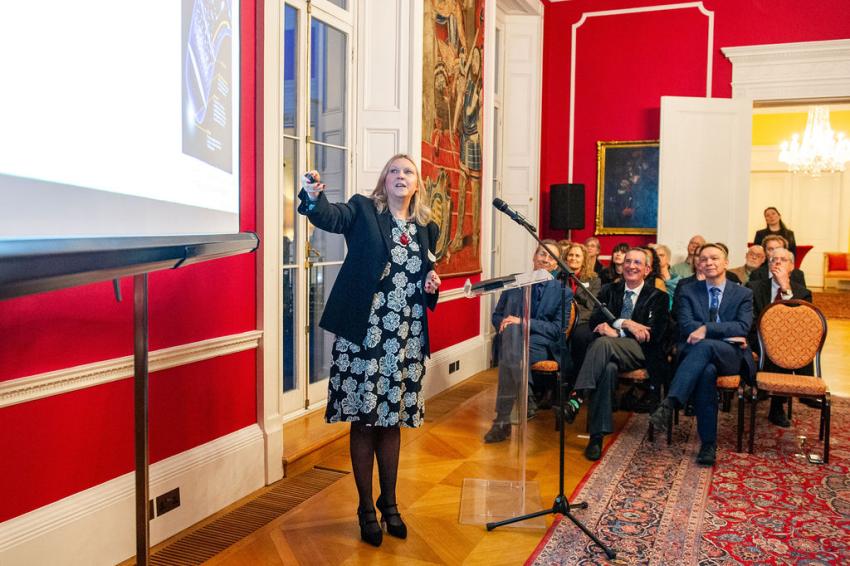 Professor Isobel Hook delivers her talk.