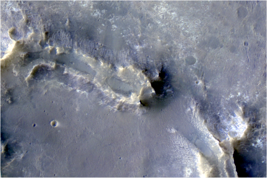 Branch of an FSR in HiRISE in a merged IRB image.