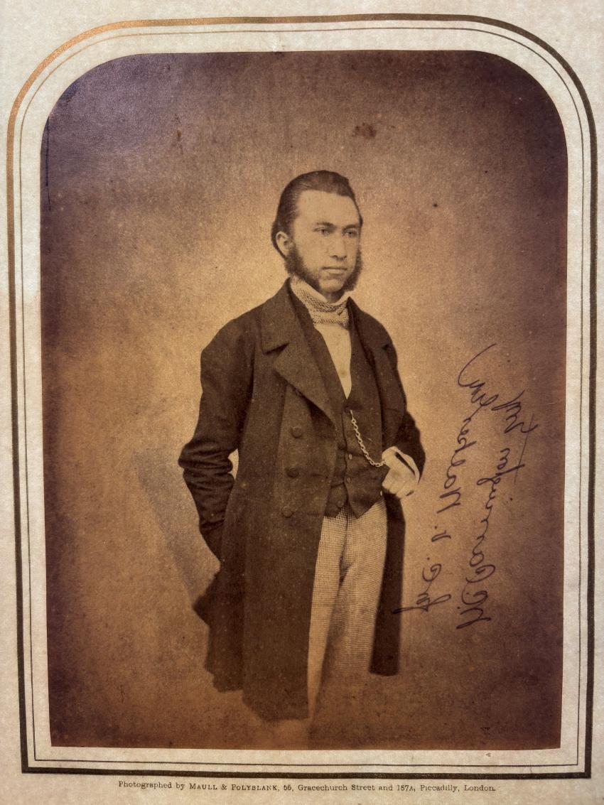 The front of the same image with a light box, with the writing illegible.