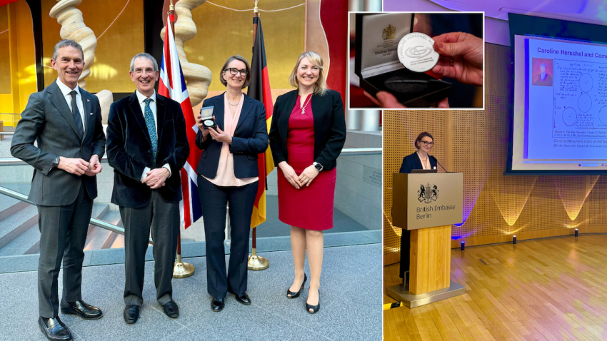 Professor Dr Heike Rauer receives the 2026 Caroline Herschel Medal at a ceremony at the British Embassy in Berlin.