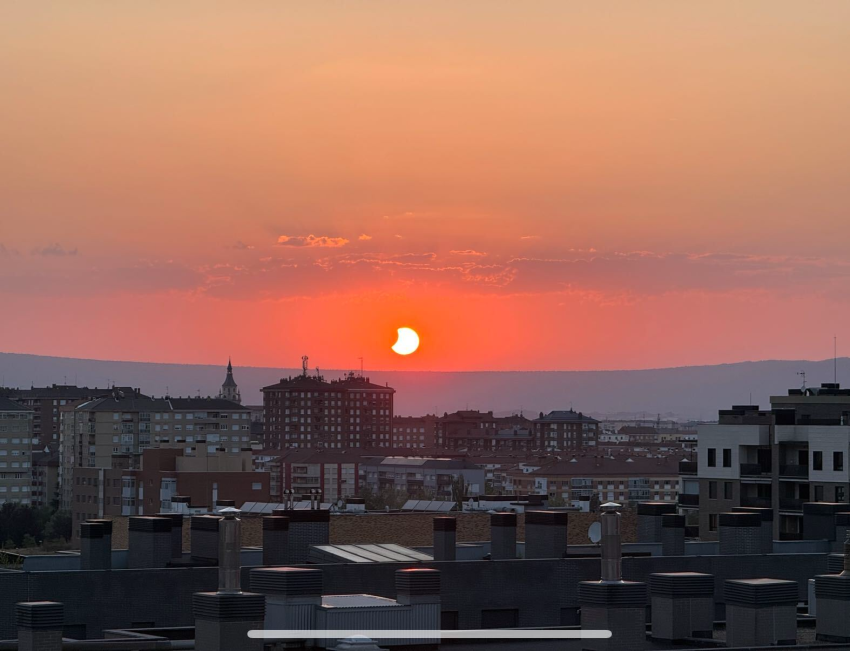 The solar eclipse sunset from Vitoria-Gasteiz in Spain.