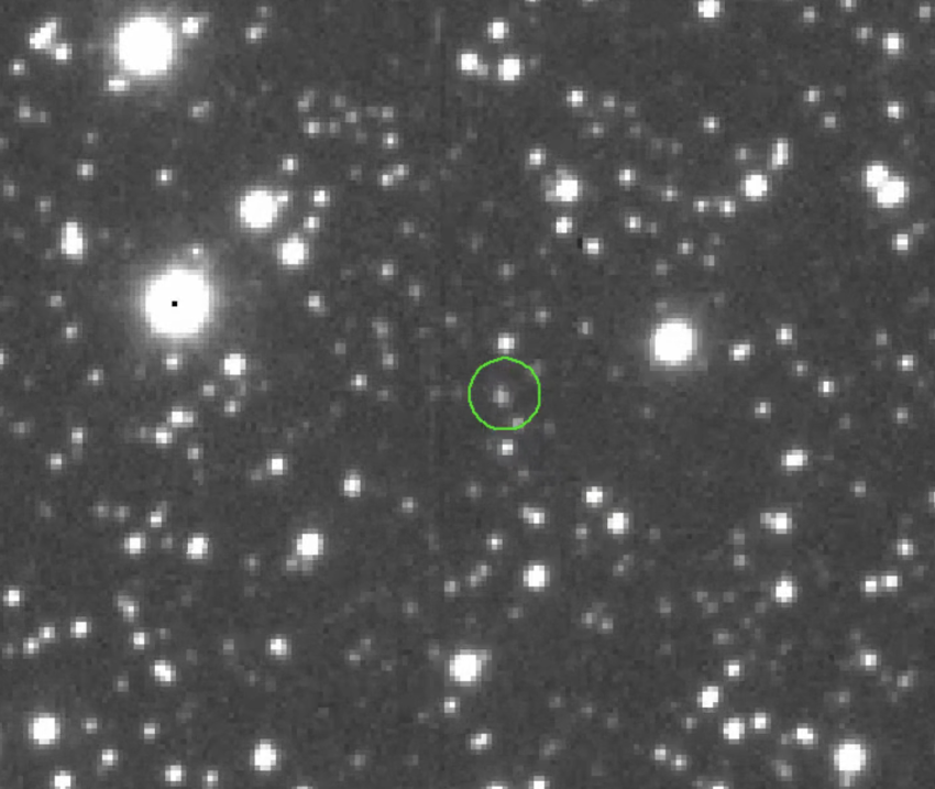 A still image of the animation showing Sakurai's Object as it was captured three years ago.