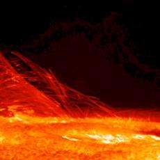Image of a flare extending from the surface of a star