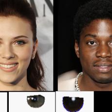 In this image, the person on the left (Scarlett Johansson) is real, while the person on the right is AI-generated.