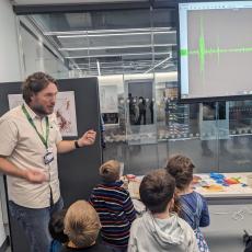 University of Aberdeen's Dr David Cornwell doing seismology-related outreach, which forms part of planned grant activities funded by the RAS. 