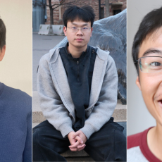 From left, the 2025 GJI Student Author Award winners Masayoshi Someya, Xiongwei Liu and Jingtao Min.