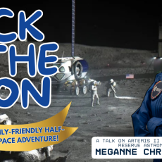 Graphic promoting Meganne Christian's 'Back to the Moon' talk at the Royal Astronomical Society.