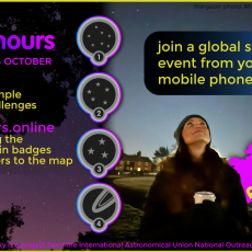 Graphic with a QR code promoting the event 100 Hours Under One Sky.