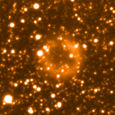 This image captures the ancient planetary nebula ejected by Sakurai's Object when the star died for the first time. The star itself is not visible, as it was captured before it began brightening again.