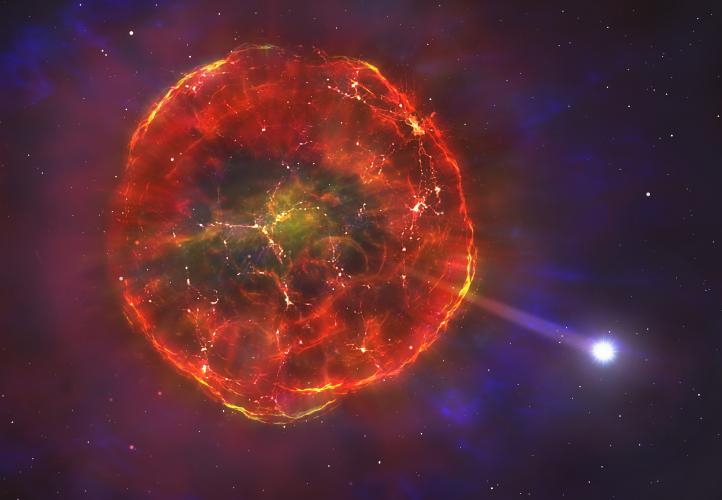 Artist's impression of a supernova ejecting its star