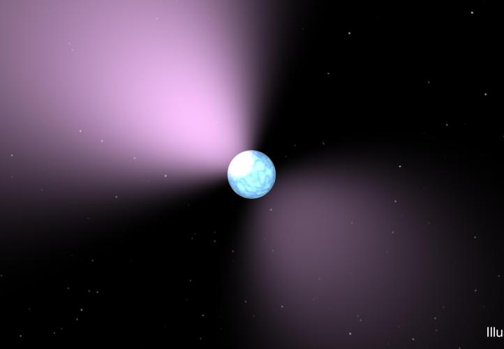 This artist's concept shows a pulsar, which is like a lighthouse, as its light appears in regular pulses as it rotates.