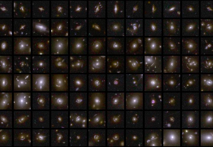 This image shows examples of gravitational lenses that Euclid captured in its first observations of the Deep Field areas.