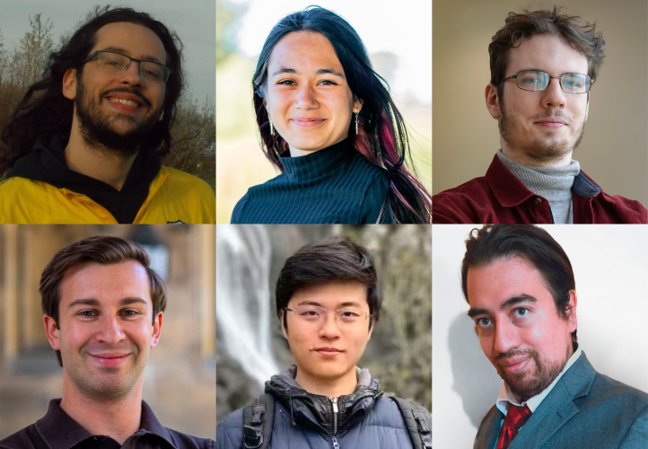The winners of the MNRAS Student Prize 2025 are, clockwise from top left, Konstantinos Kilmetis, Natasha Van Bemmel, Ignas Juodžbalis, Jesús Carrillo-Santamaría, Hanyuan Zhang and Dávid Puskás.