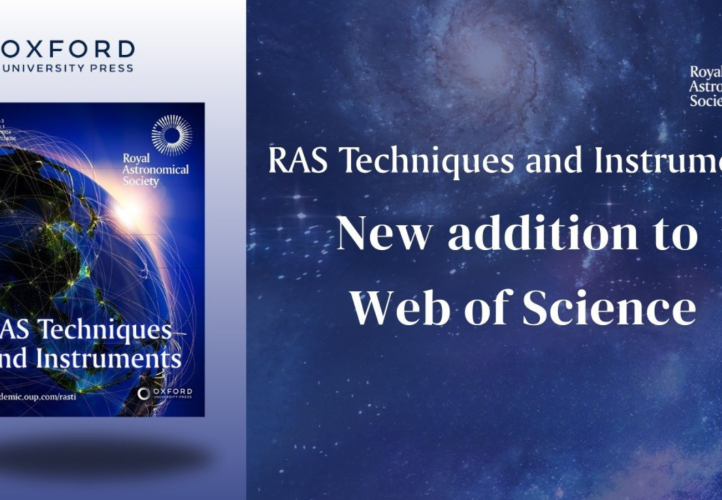 Graphic featuring a front cover of RAS Techniques and Instruments alongside text which says the same and 'New addition to Web of Science'.