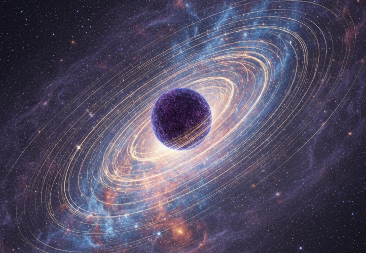 Artistic representation of the Milky Way, where the innermost stars move at near relativistic speeds around a dense core of dark matter.