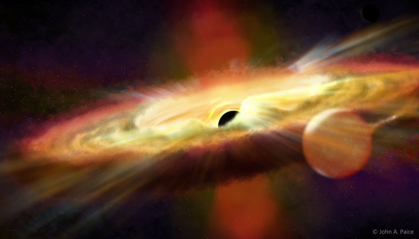 Artist's impression of outflow from black hole J1 357