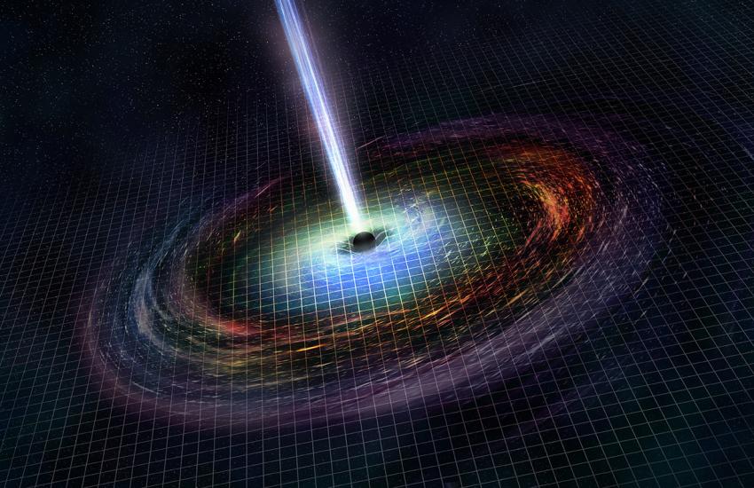 Artist’s illustration of the black hole resulting from the merger of two neutron stars.