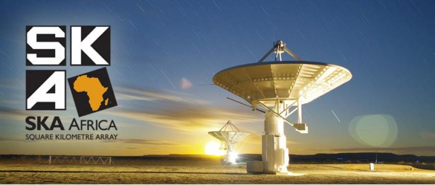 An image of a radio telescope in the desert of Africa