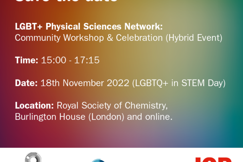 LGBT Physical Sciences Network save the date banner