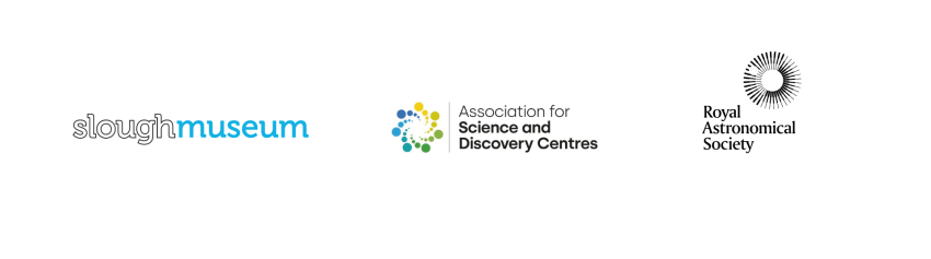 Logos for Slough Museum, Association for Discovery Centres, and The Royal Astronomical Society