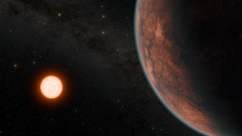 An artist's impression of the newly-discovered, Earth-like exoplanet Gliese 12 b.