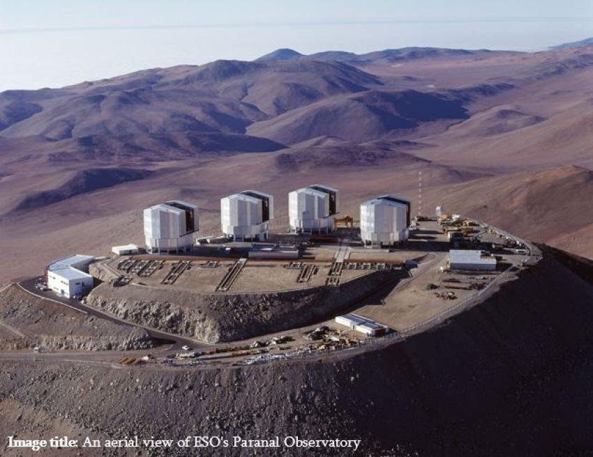 An aerial view of ESO's Paranal Observatory