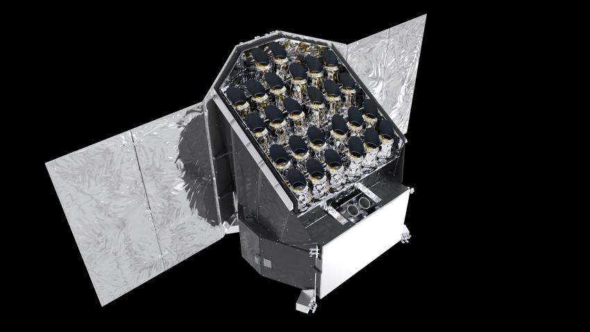 An artist's impression of the European Space Agency's PLATO spacecraft.