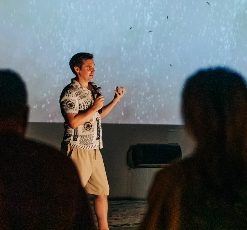 Dr James O'Donoghue speaking in the Maldives.
