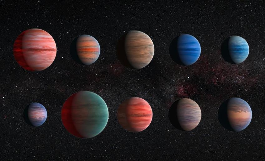 Artists impression of the ten hot jupiter exoplanets