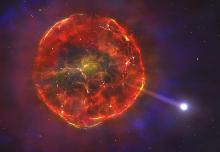 Artist's impression of a supernova ejecting its star