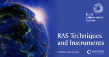 An image of the Earth on the left hand side, accompanied by the RAS logo and text on the right hand side that reads "RAS Techniques and Instruments."